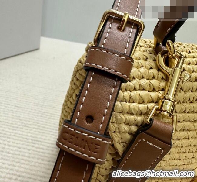 Original Cheap Celine Teen Nino Bag in Raffia Straw and Calfskin 118112 2026