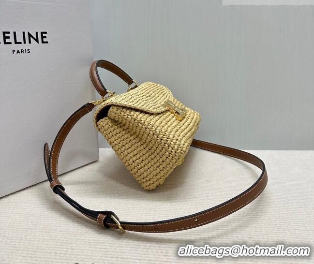 Original Cheap Celine Teen Nino Bag in Raffia Straw and Calfskin 118112 2026