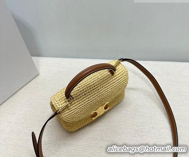 Original Cheap Celine Teen Nino Bag in Raffia Straw and Calfskin 118112 2026