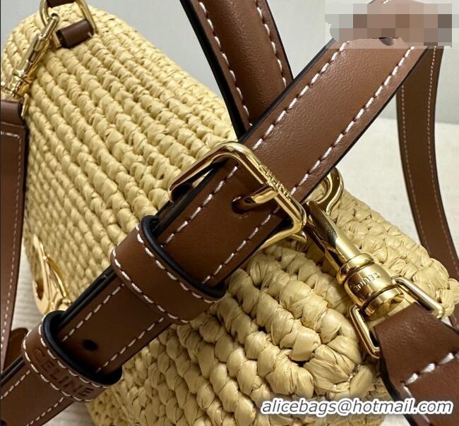 Original Cheap Celine Teen Nino Bag in Raffia Straw and Calfskin 118112 2026