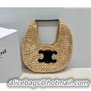Classic Discount Celine Classic Panier Hobo bag in Raffia Straw and Calfskin 112772 Beige/Black 2026
