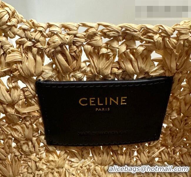 Classic Discount Celine Classic Panier Hobo bag in Raffia Straw and Calfskin 112772 Beige/Black 2026