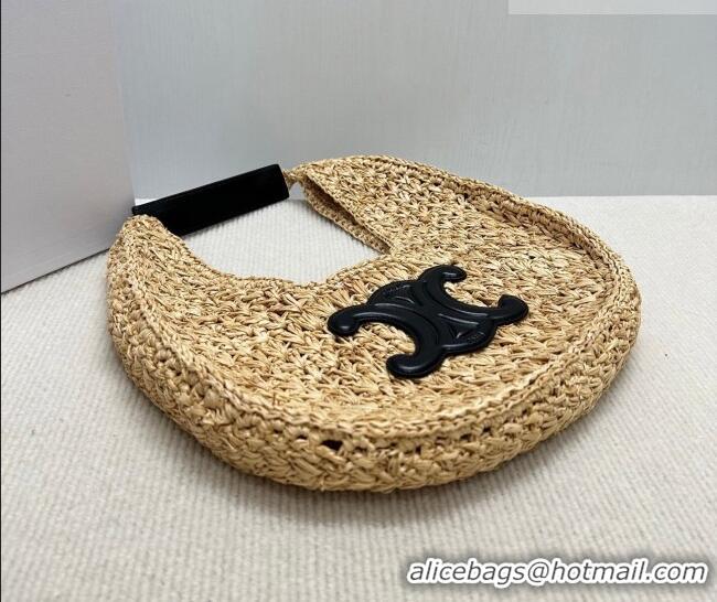 Classic Discount Celine Classic Panier Hobo bag in Raffia Straw and Calfskin 112772 Beige/Black 2026