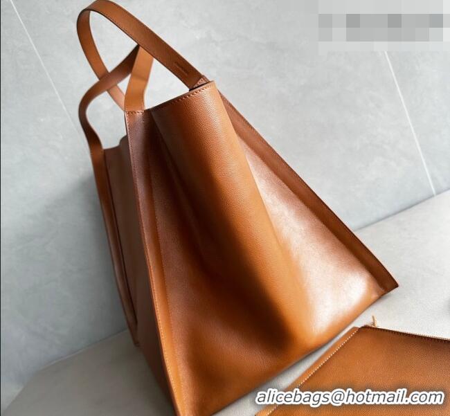 Shop Discount Celine Medium Cube Tote bag in Supple Calfskin Leather 123422 Tan Brown 2026
