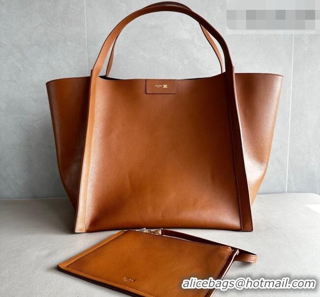 Shop Discount Celine Medium Cube Tote bag in Supple Calfskin Leather 123422 Tan Brown 2026