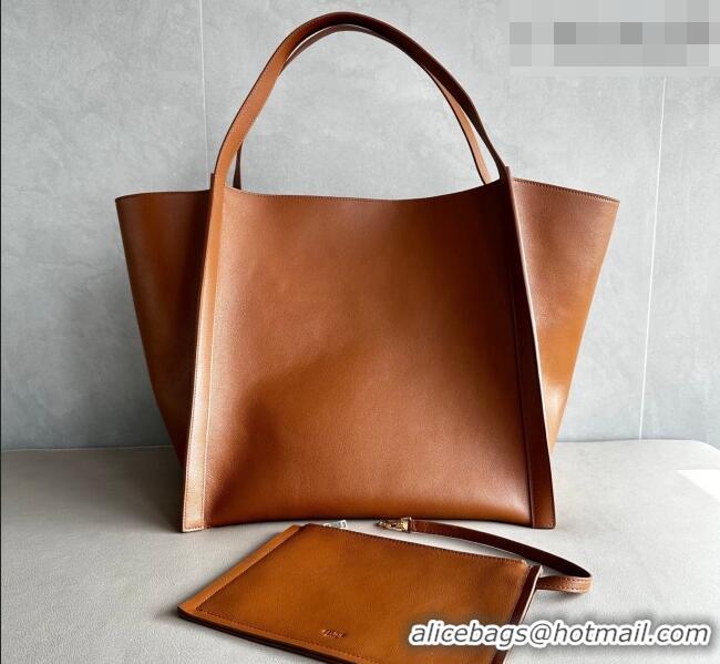 Shop Discount Celine Medium Cube Tote bag in Supple Calfskin Leather 123422 Tan Brown 2026