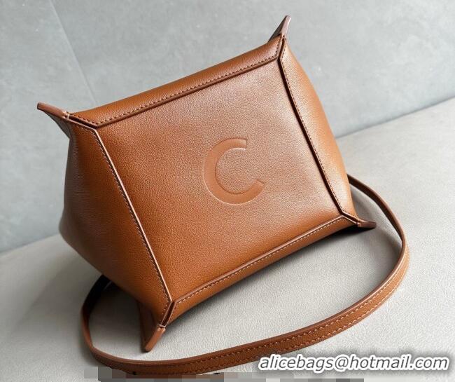 Unique Grade Celine Small Cube Tote bag in Supple Calfskin Leather 124182 Tan Brown 2026