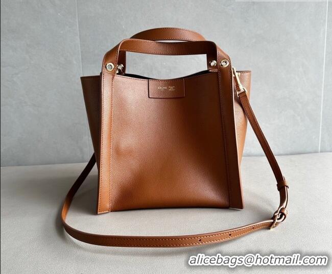 Unique Grade Celine Small Cube Tote bag in Supple Calfskin Leather 124182 Tan Brown 2026