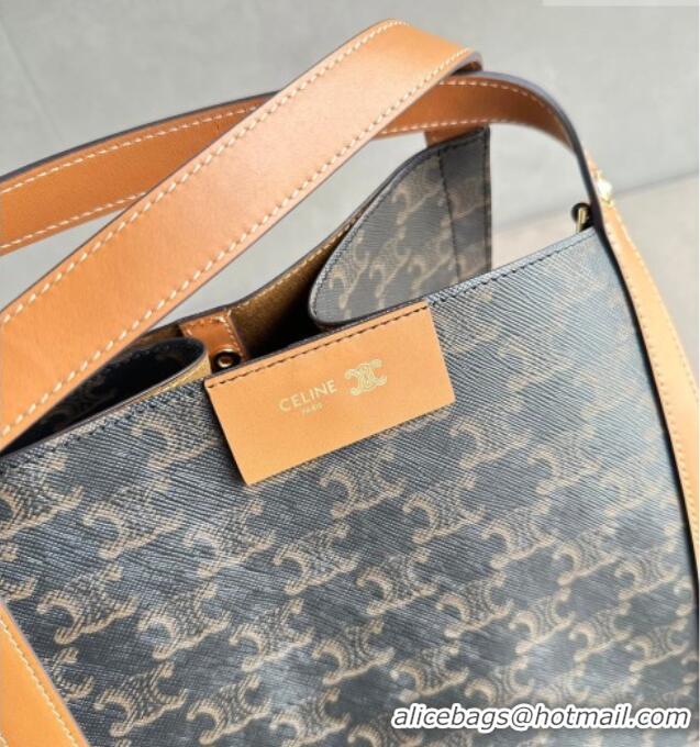 Top Grade Celine Small Cube Tote bag in Triomphe Canvas and Calfskin 124182 Brown 2026