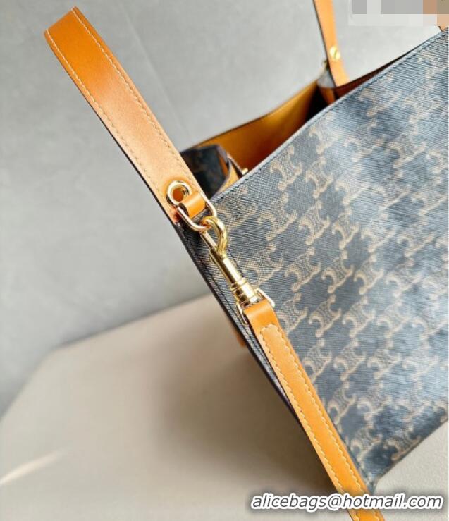 Top Grade Celine Small Cube Tote bag in Triomphe Canvas and Calfskin 124182 Brown 2026
