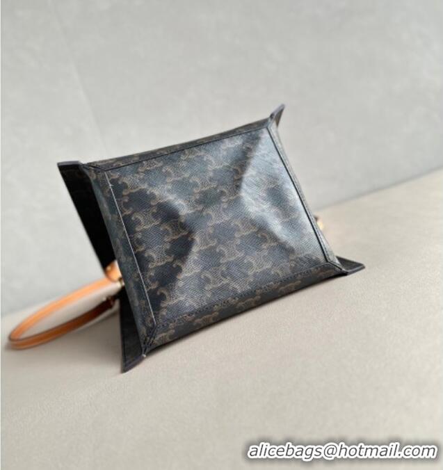 Top Grade Celine Small Cube Tote bag in Triomphe Canvas and Calfskin 124182 Brown 2026