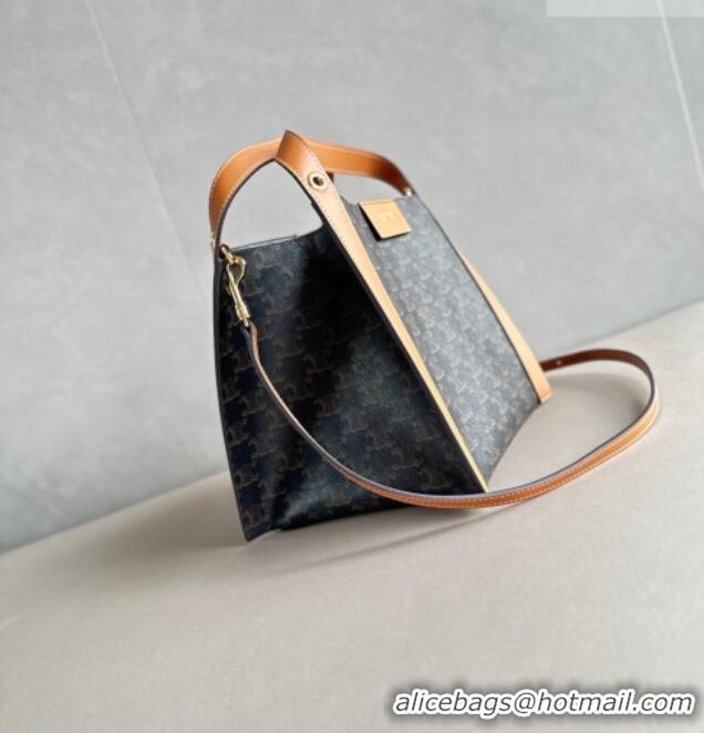 Top Grade Celine Small Cube Tote bag in Triomphe Canvas and Calfskin 124182 Brown 2026