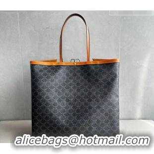 Top Grade Celine Big Flat Shopper Bag in Triomphe Canvas and Calfskin 123842 2026