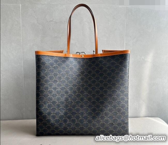 Top Grade Celine Big Flat Shopper Bag in Triomphe Canvas and Calfskin 123842 2026