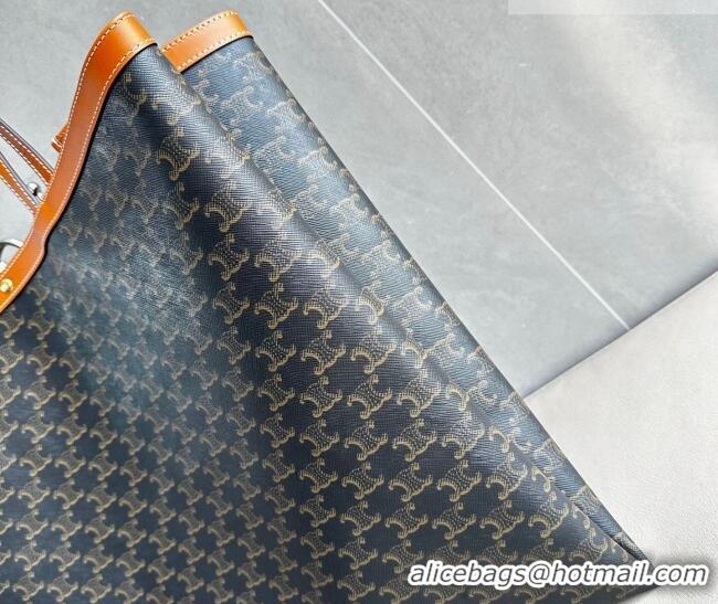 Top Grade Celine Big Flat Shopper Bag in Triomphe Canvas and Calfskin 123842 2026