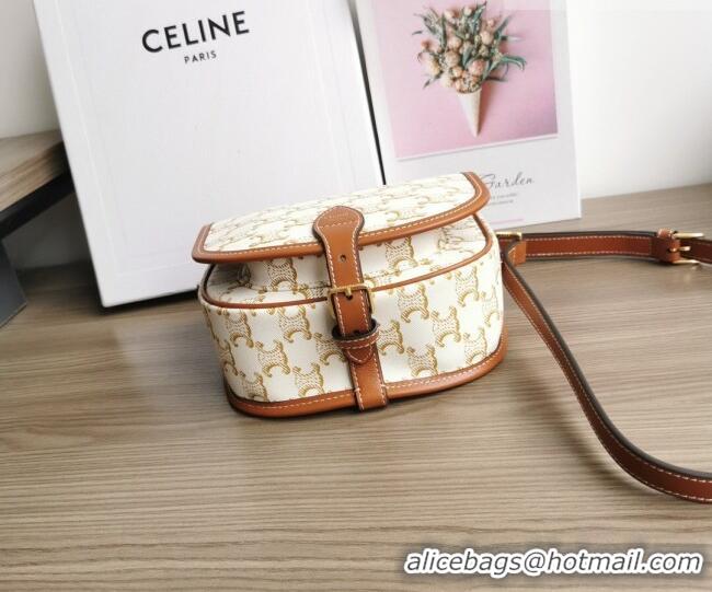 New Fashion Celine Folco Mini Bag in Triomphe Canvas 191502 White 2026