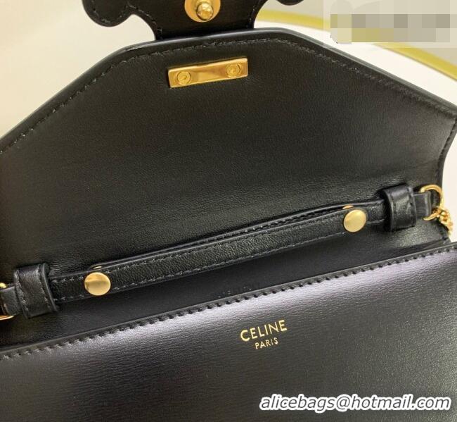 Traditional Discount Celine Triomphe Leather Chain Mini Bag 10J733 Black 2026