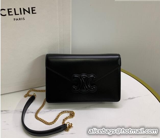 Traditional Discount Celine Triomphe Leather Chain Mini Bag 10J733 Black 2026