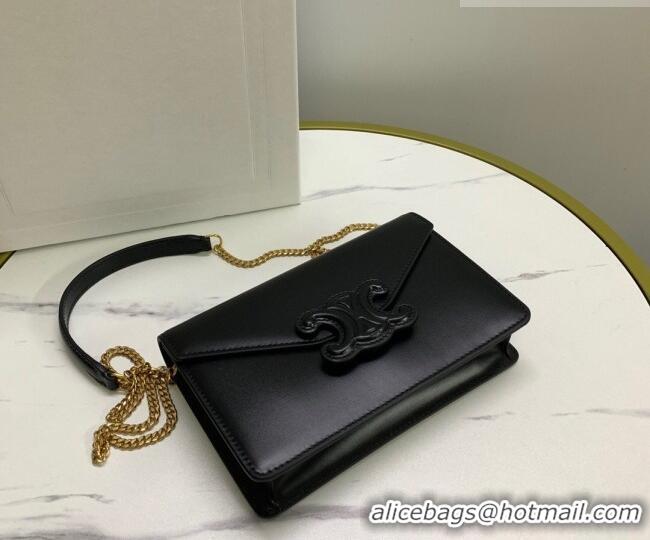Traditional Discount Celine Triomphe Leather Chain Mini Bag 10J733 Black 2026