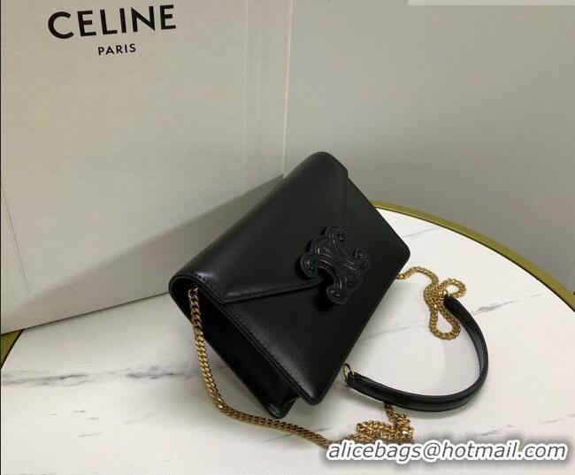 Traditional Discount Celine Triomphe Leather Chain Mini Bag 10J733 Black 2026