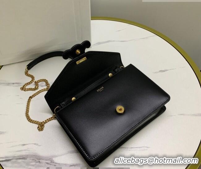 Traditional Discount Celine Triomphe Leather Chain Mini Bag 10J733 Black 2026