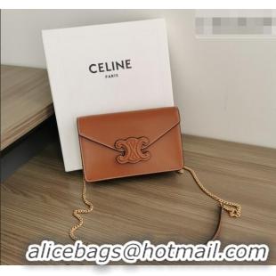 Buy Cheap Celine Triomphe Leather Chain Mini Bag 10J733 Brown 2026