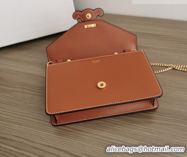 Buy Cheap Celine Triomphe Leather Chain Mini Bag 10J733 Brown 2026
