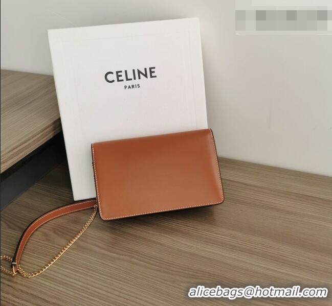 Buy Cheap Celine Triomphe Leather Chain Mini Bag 10J733 Brown 2026