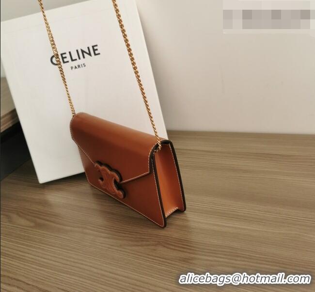 Buy Cheap Celine Triomphe Leather Chain Mini Bag 10J733 Brown 2026