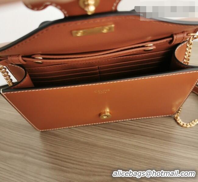 Buy Cheap Celine Triomphe Leather Chain Mini Bag 10J733 Brown 2026