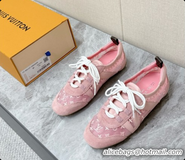 New Design Louis Vuitton LV Sneakerina Sneakers Ballerina in Suede & Mesh LV091702 Pink 2026