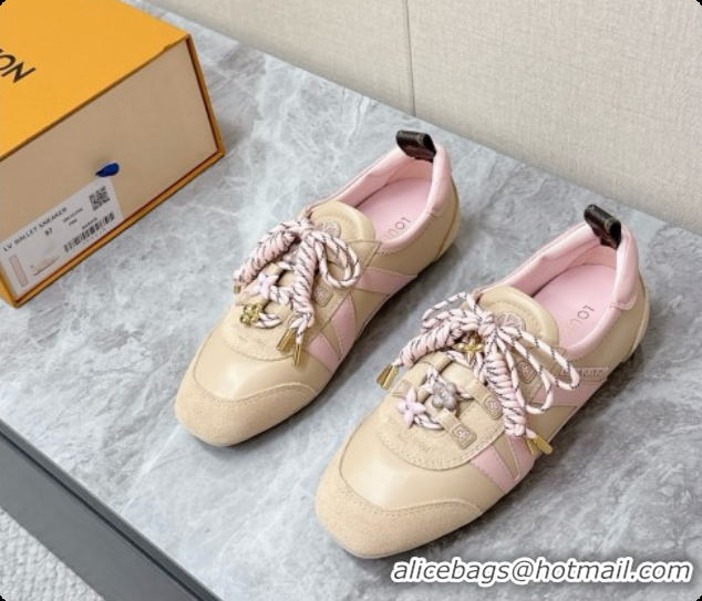 Best Design Louis Vuitton LV Sneakerina Sneakers Ballerina in Calfskin LV091703 Beige/Pink 2026