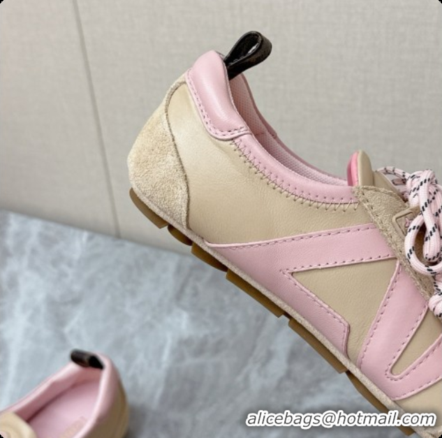 Best Design Louis Vuitton LV Sneakerina Sneakers Ballerina in Calfskin LV091703 Beige/Pink 2026