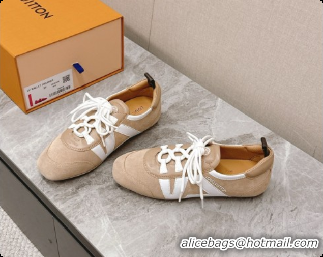 Popular Style Louis Vuitton LV Sneakerina Sneakers Ballerina in Suede Calfskin LV091717 Beige/White 2026