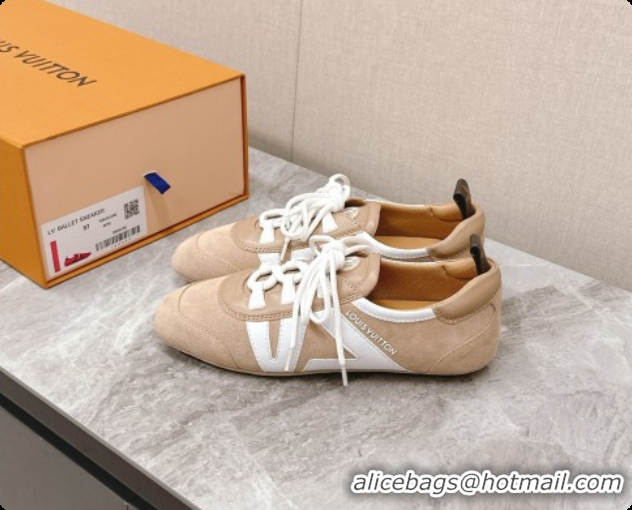 Popular Style Louis Vuitton LV Sneakerina Sneakers Ballerina in Suede Calfskin LV091717 Beige/White 2026