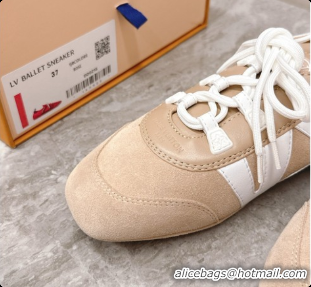 Popular Style Louis Vuitton LV Sneakerina Sneakers Ballerina in Suede Calfskin LV091717 Beige/White 2026