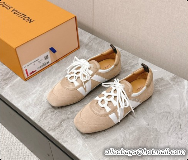 Popular Style Louis Vuitton LV Sneakerina Sneakers Ballerina in Suede Calfskin LV091717 Beige/White 2026