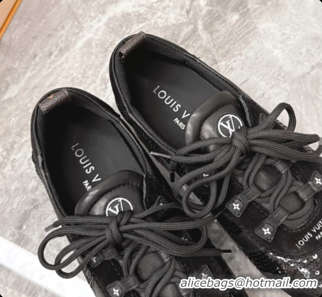 Pretty Style Louis Vuitton LV Sneakerina Sneakers Ballerina in Suede & Sequins LV091720 Black 2026