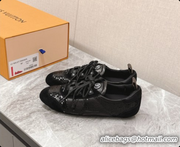Pretty Style Louis Vuitton LV Sneakerina Sneakers Ballerina in Suede & Sequins LV091720 Black 2026