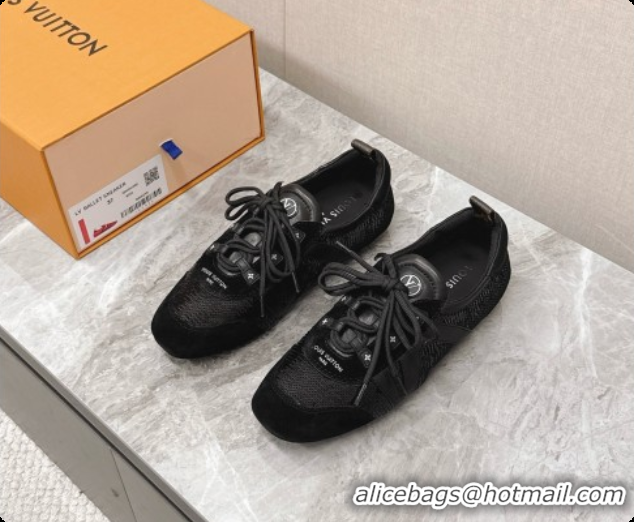 Pretty Style Louis Vuitton LV Sneakerina Sneakers Ballerina in Suede & Sequins LV091720 Black 2026