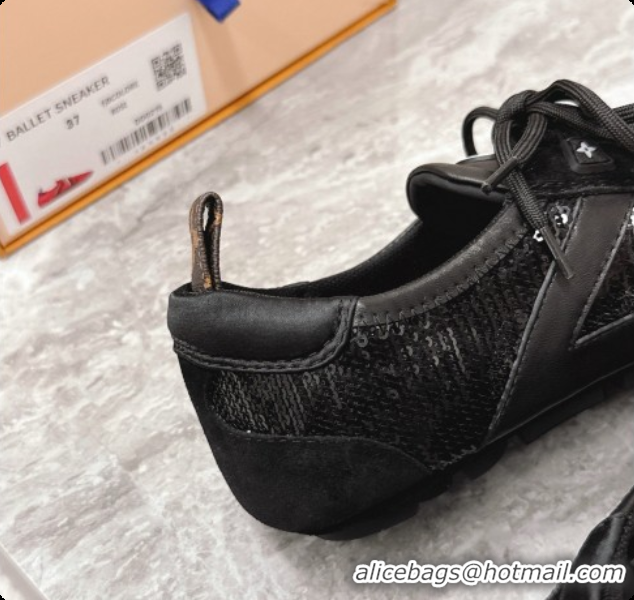 Pretty Style Louis Vuitton LV Sneakerina Sneakers Ballerina in Suede & Sequins LV091720 Black 2026