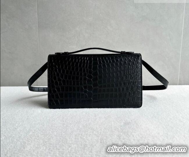 Top Quality Celine Triomphe Folio Medium Bag in Crocodile Embossed Leather 102382 Black/Gold 2026