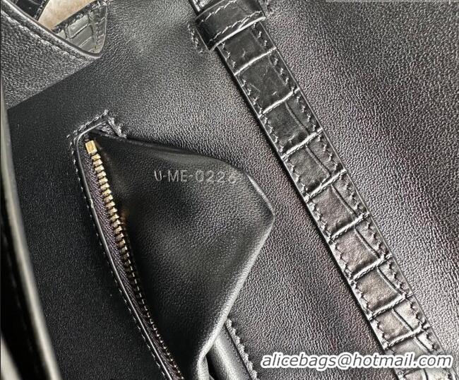 Top Quality Celine Triomphe Folio Medium Bag in Crocodile Embossed Leather 102382 Black/Gold 2026