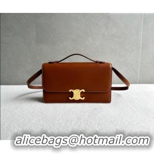 Best Price Celine Triomphe Folio Medium Bag in Calfskin Leather 102382 Tan Brown 2026