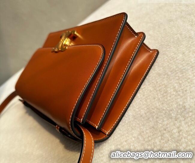 Best Price Celine Triomphe Folio Medium Bag in Calfskin Leather 102382 Tan Brown 2026