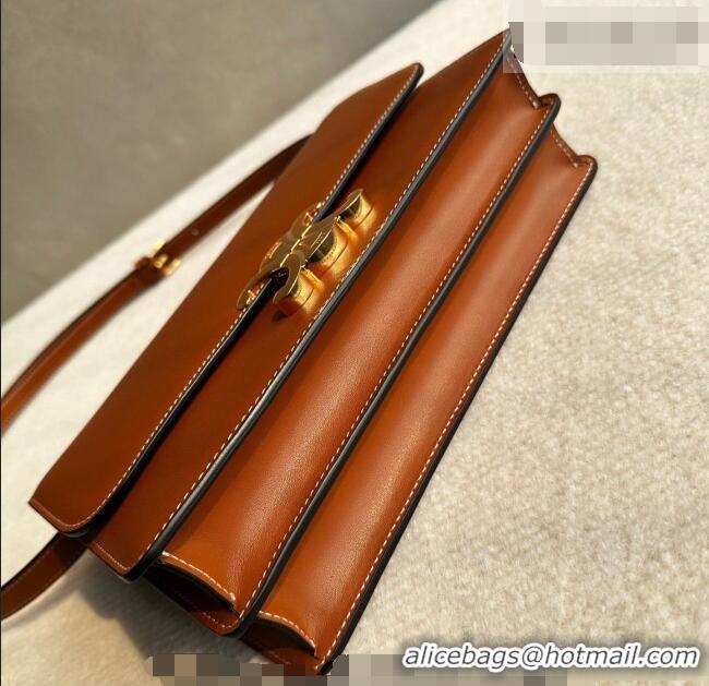 Best Price Celine Triomphe Folio Medium Bag in Calfskin Leather 102382 Tan Brown 2026