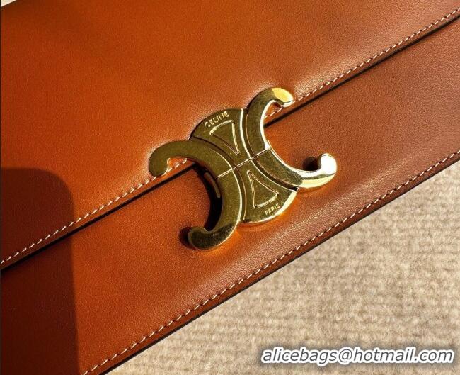 Best Price Celine Triomphe Folio Medium Bag in Calfskin Leather 102382 Tan Brown 2026