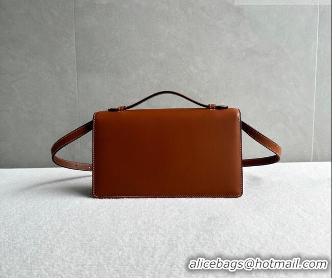 Best Price Celine Triomphe Folio Medium Bag in Calfskin Leather 102382 Tan Brown 2026
