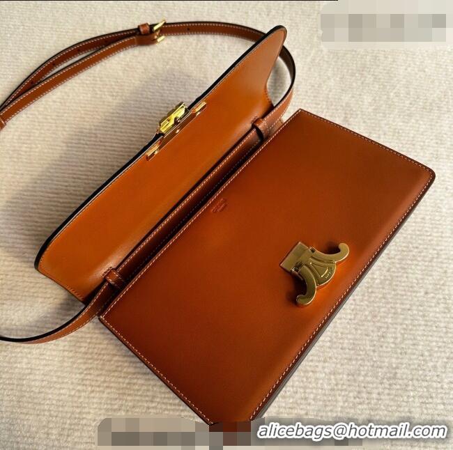 Best Price Celine Triomphe Folio Medium Bag in Calfskin Leather 102382 Tan Brown 2026