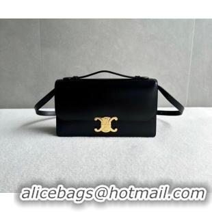 Grade Discount Celine Triomphe Folio Medium Bag in Calfskin Leather 102382 Black 2026